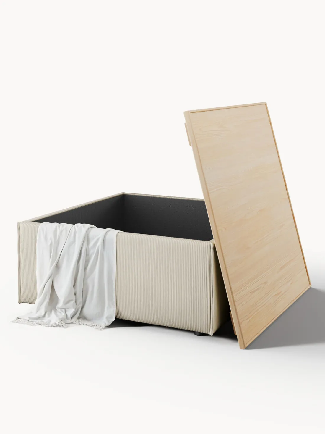 Reposapiés puf de pana con espacio de almacenamiento Lennon