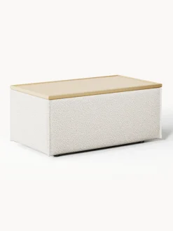 Reposapiés puf en tejido bouclé con espacio de almacenamiento Lennon