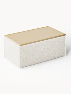 Reposapiés puf en tejido bouclé con espacio de almacenamiento Lennon