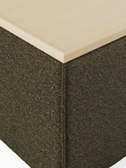 Reposapiés puf en tejido bouclé con espacio de almacenamiento Lennon