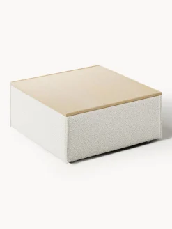 Reposapiés puf en tejido bouclé con espacio de almacenamiento Lennon