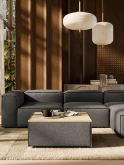 Reposapiés puf en tejido bouclé con espacio de almacenamiento Lennon