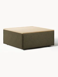 Reposapiés puf en tejido bouclé con espacio de almacenamiento Lennon