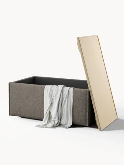 Reposapiés puf en tejido bouclé con espacio de almacenamiento Lennon