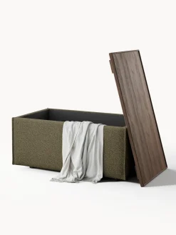 Reposapiés puf en tejido bouclé con espacio de almacenamiento Lennon