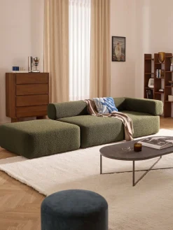 Reposapiés puf en tejido bouclé Anton