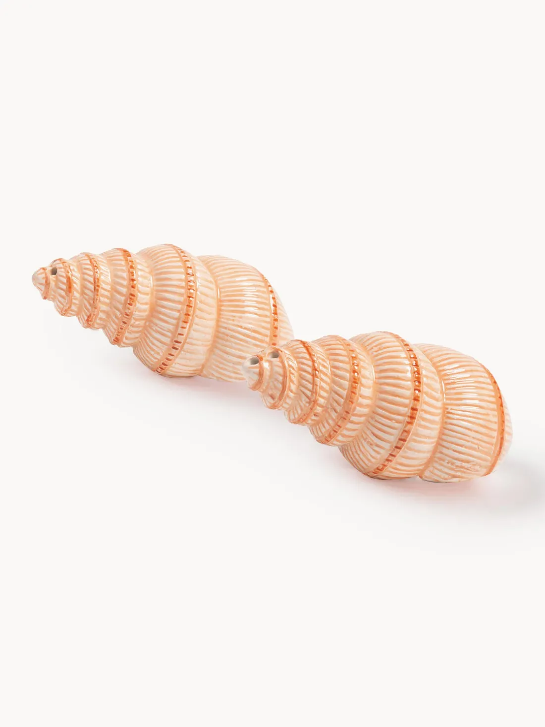 Salero y pimentero artesanales de dolomita Shell, 2 uds.