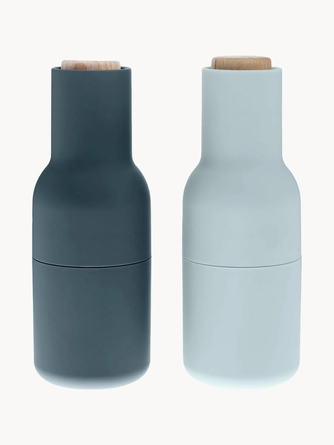 Salero y pimentero de diseño con tapa de haya Bottle Grinder, 2 uds.