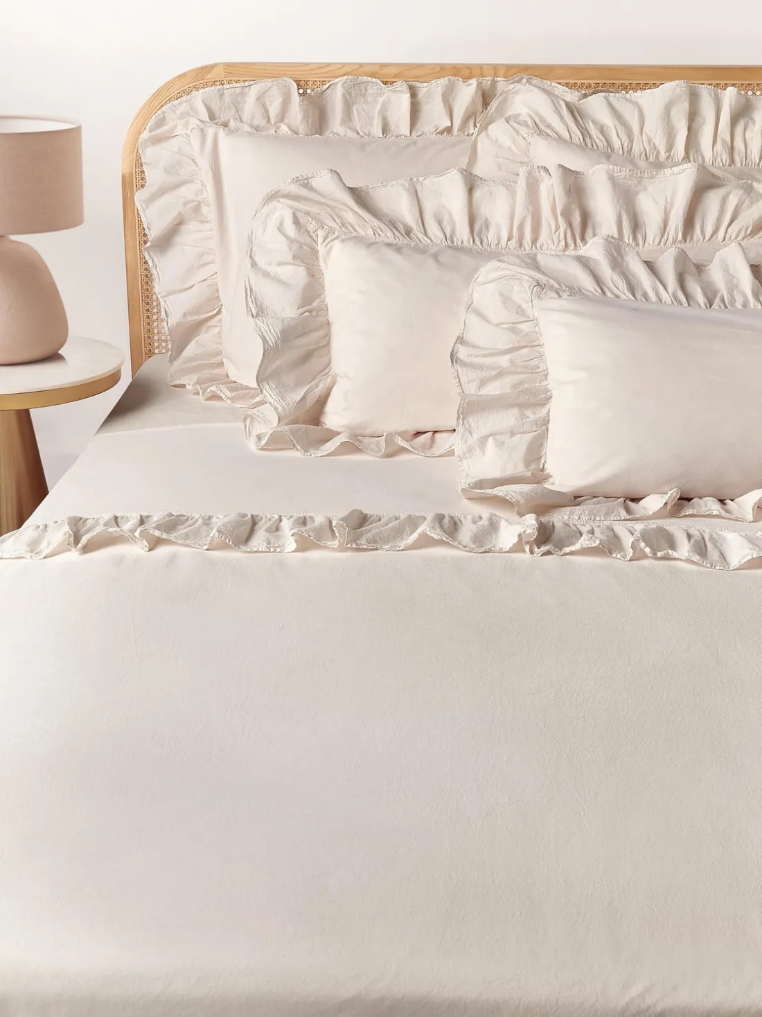 Sábana encimera de percal con volantes Louane