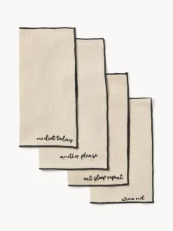 Servilletas de cóctel de lino con bordado Cosmo, 4 uds.