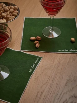 Servilletas de cóctel de lino con bordado Cosmo, 4 uds.