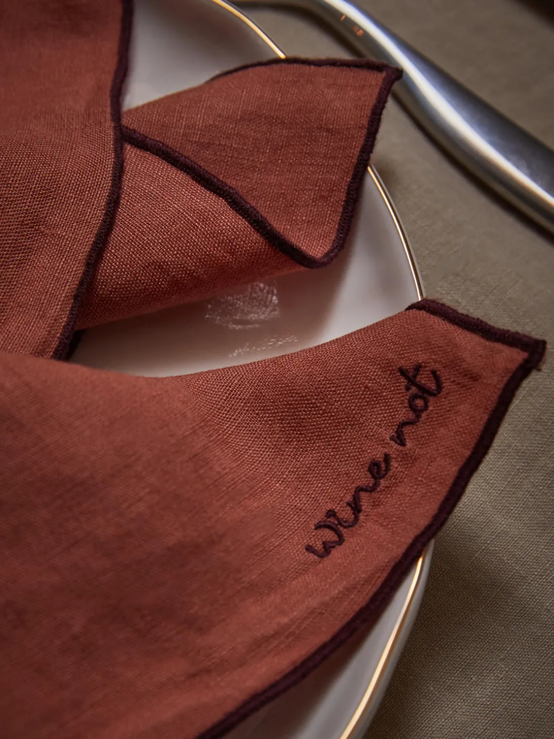 Servilletas de lino con bordado Cosmo, 4 uds.