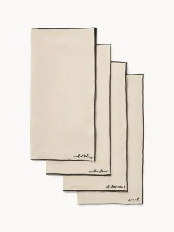 Servilletas de lino con bordado Cosmo, 4 uds.