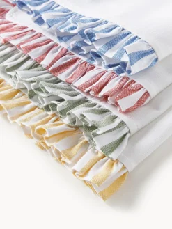 Servilletas de tela con motivos bordados y volantes Melony, 4 uds.