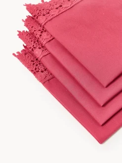 Servilletas de tela con ribete de encaje Flavia, 4 uds.