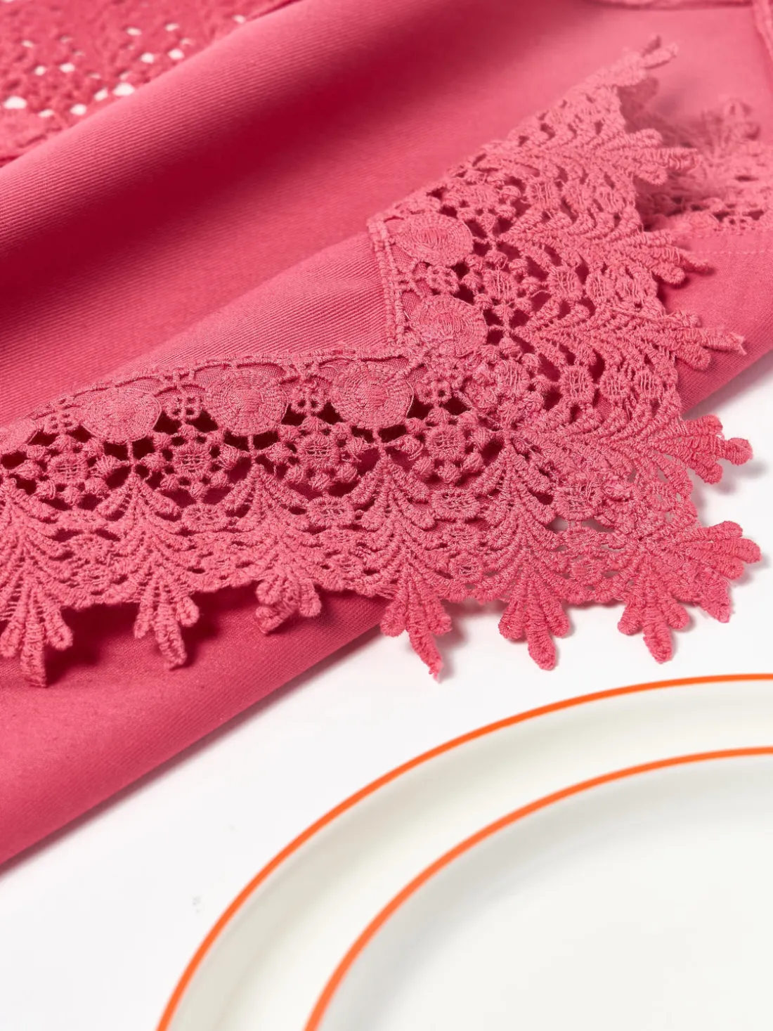 Servilletas de tela con ribete de encaje Flavia, 4 uds.