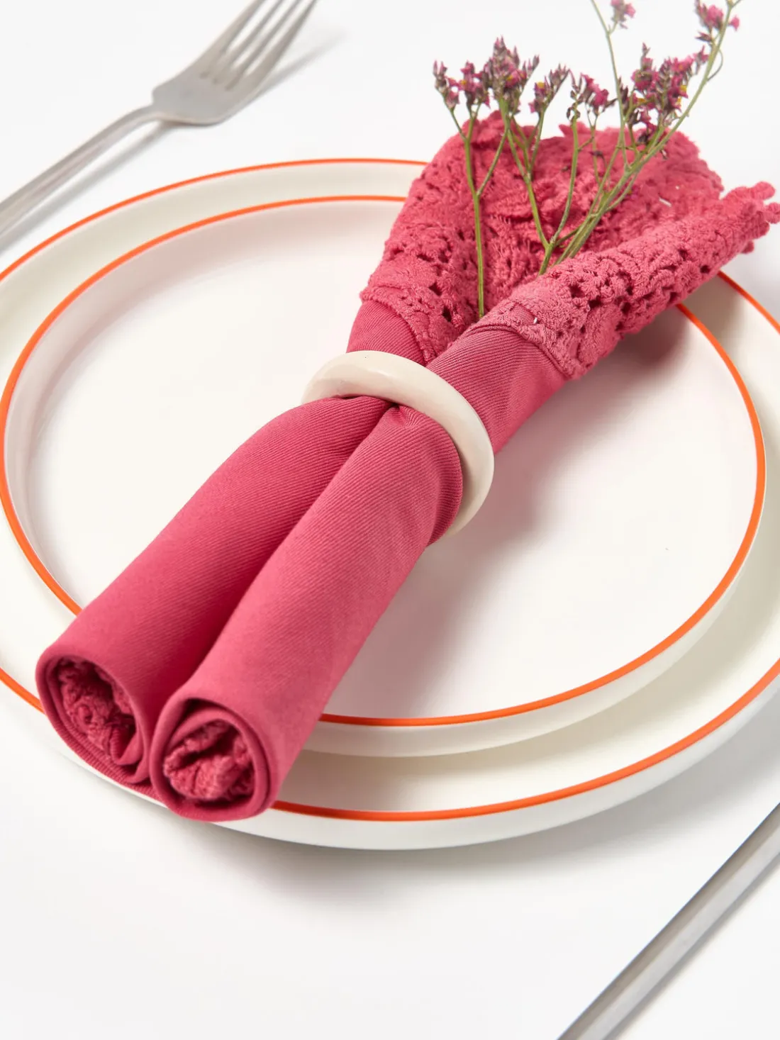 Servilletas de tela con ribete de encaje Flavia, 4 uds.