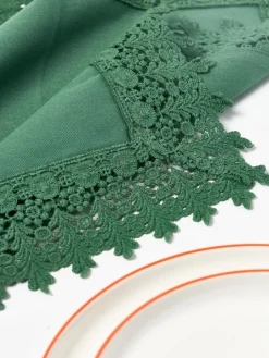 Servilletas de tela con ribete de encaje Flavia, 4 uds.