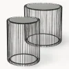 Set de mesas auxiliares de metal Wire, 2 pzas., tablero de cristal
