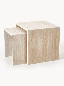 Set de mesas auxiliares de travertino Varu, 2 uds.