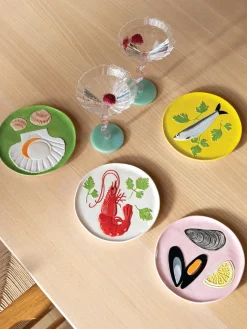 Set de platos de dolomita pintado a mano De La Mer, 4 uds.