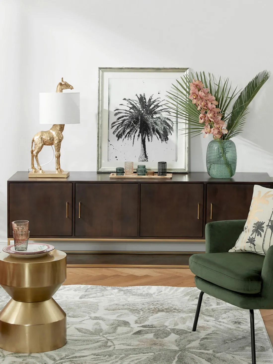 Set de portavelas con bandeja de madera Homa, 6 pzas.