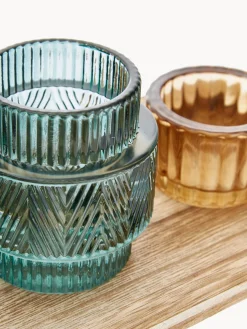 Set de portavelas con bandeja de madera Homa, 6 pzas.