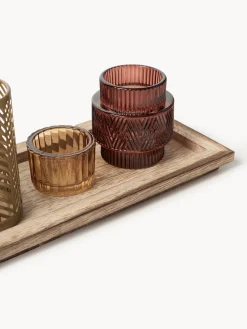 Set de portavelas con bandeja de madera Elviena, 6 pzas.