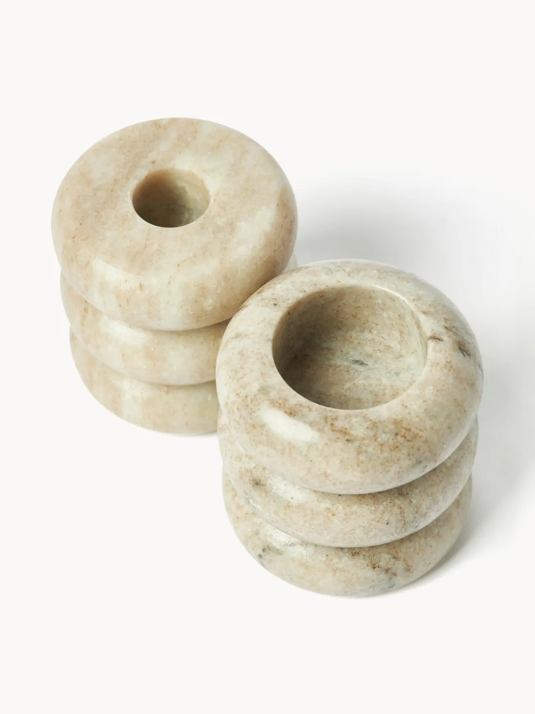 Set de portavelas y candelabros 2en1 de mármol Orta, 2 uds.