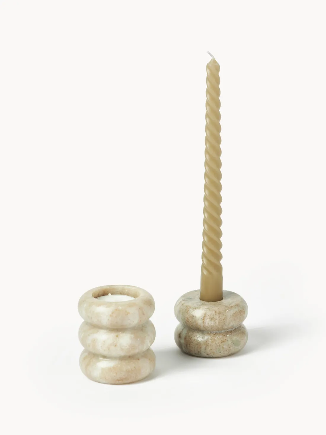 Set de portavelas y candelabros 2en1 de mármol Orta, 2 uds.