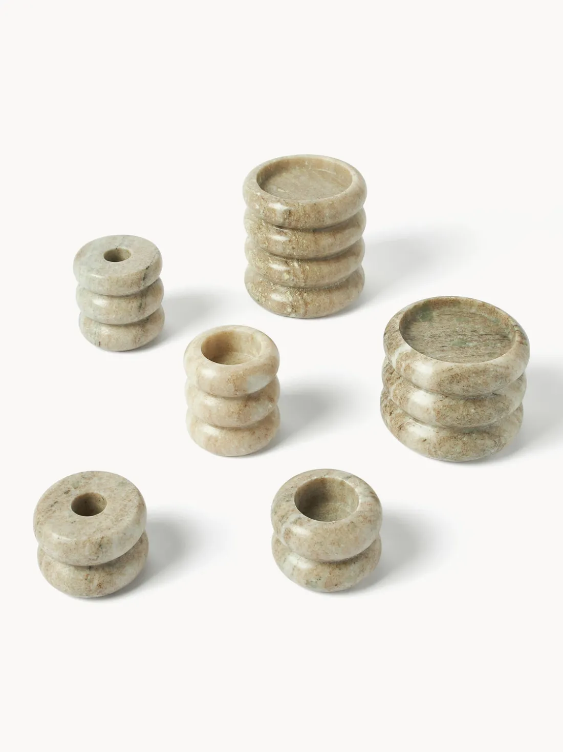 Set de portavelas y candelabros 2en1 de mármol Orta, 2 uds.