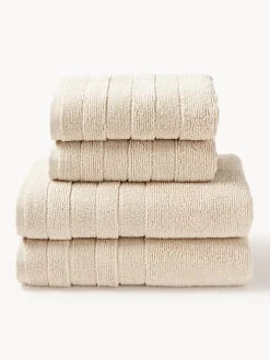 Set de toallas con borde a rayas Luxe, tamaños diferentes