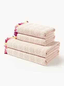 Set de toallas de terciopelo con flecos Tallulah, tamaños diferentes