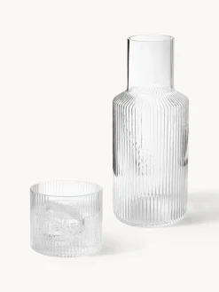 Set pequeño de jarra de agua soplada con vaso Ripple, 2 pzas.