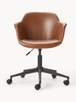 Silla de escritorio con asiento estrecho de cuero sintético Fiji