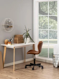 Silla de escritorio de cuero sintético Batilda, altura regulable