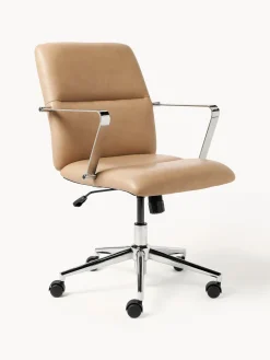 Silla de escritorio de cuero sintético con reposabrazos Reto, altura regulable