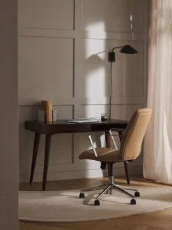 Silla de escritorio de cuero sintético con reposabrazos Reto, altura regulable