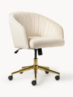 Silla de escritorio de terciopelo con reposabrazos Laria, altura regulable