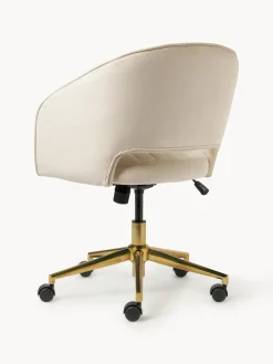 Silla de escritorio de terciopelo con reposabrazos Laria, altura regulable