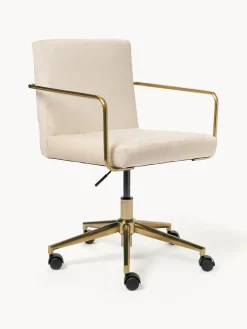 Silla de escritorio de terciopelo con reposabrazos Kashya, altura regulable