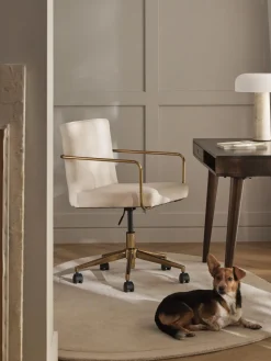 Silla de escritorio de terciopelo con reposabrazos Kashya, altura regulable