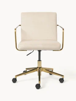 Silla de escritorio de terciopelo con reposabrazos Kashya, altura regulable