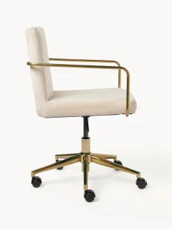 Silla de escritorio de terciopelo con reposabrazos Kashya, altura regulable