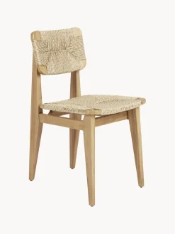 Silla de jardín de madera de teca con asiento y respaldo tejidos C-Chair