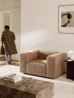 Sillón en tejido bouclé Lena