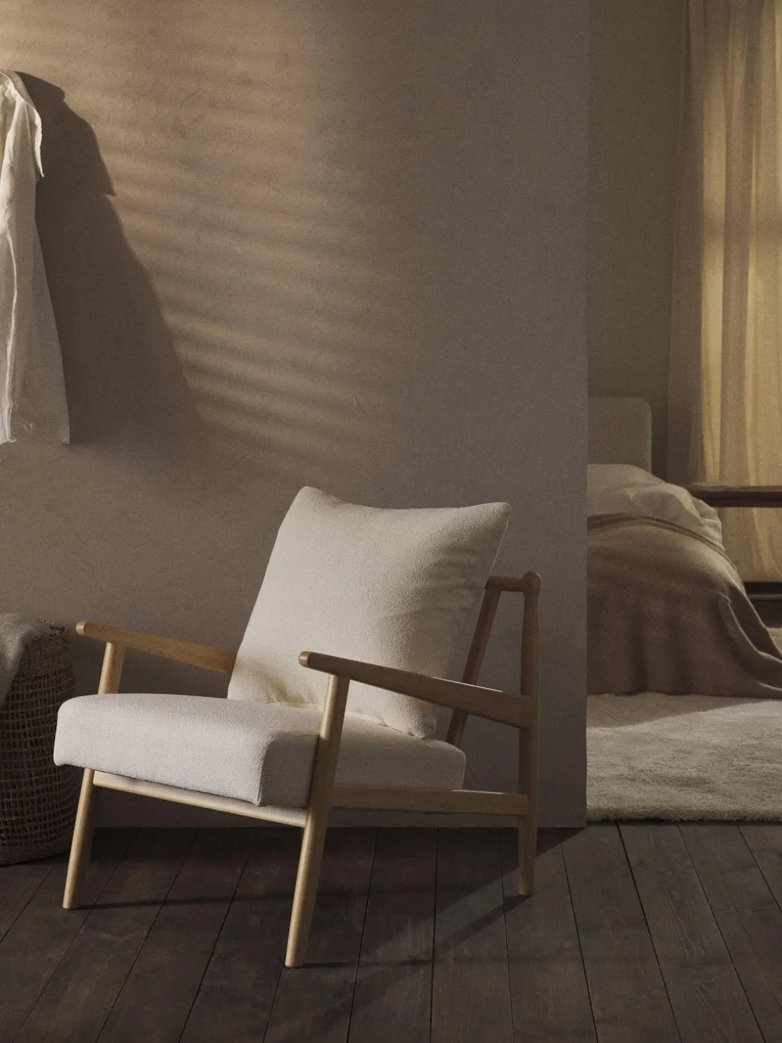 Sillón en tejido bouclé Mikkel