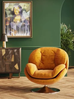 Sillón giratorio de terciopelo Cosy