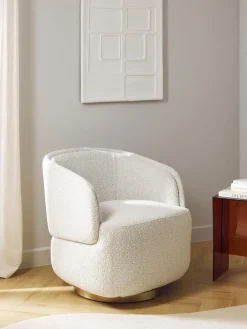 Sillón tapizado en tejido bouclé Irene