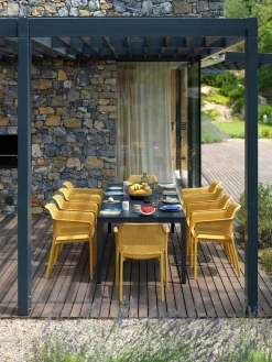 Sillones de jardín apilables con reposabrazos Net, 2 uds.